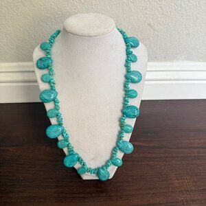 Natural Blue Turquoise Teardrop Pear Silver Handmade Necklace